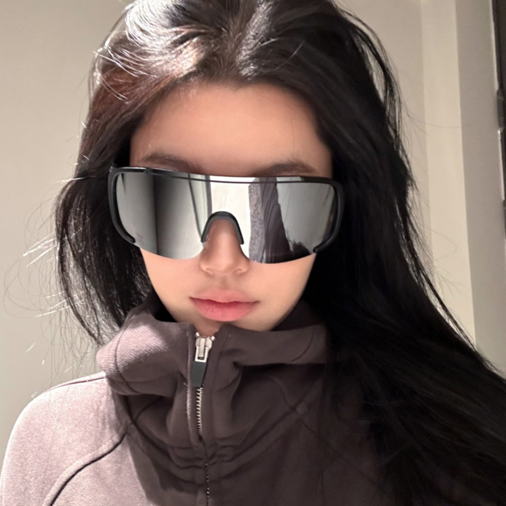 Wholesale Road cycling white mercury sunglasses fashion mountaineering running one-piece sunglasses anti-ultraviolet